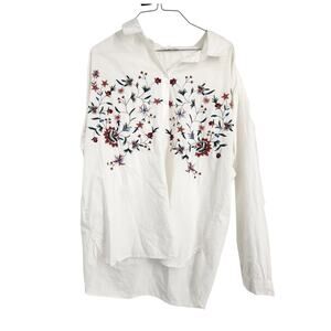 Beach Lunch Lounge Embroidered Cotton Top - Women's XL Extra Large